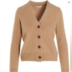Vince 100% Cashmere V-Neck Cardigan Sweater – Size M – Camel Beige NWOT
